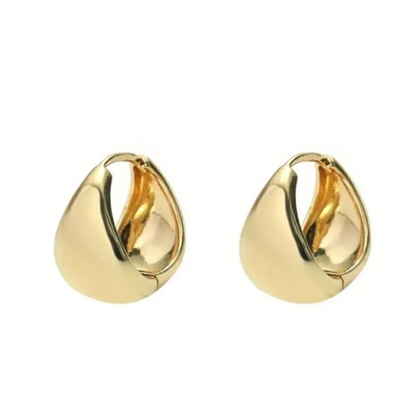 Gold Plated Needle Stud Earrings Wide Edge Drop style - Picture 3 of 12